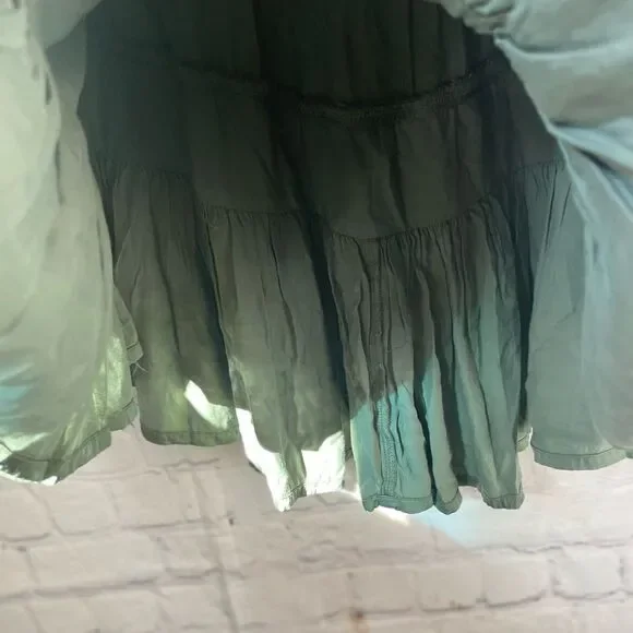 Aerie Sweet N’ Silky Tiered Mini Skirt Olive Green NWT - Picture 6 of 13